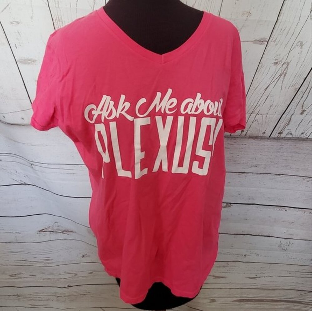 Women's V-neck short sleeved T-shirt pink Large